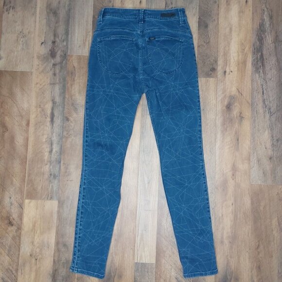 Lee Jeans Womens 30 Body Optix Blue Geometric Pattern Skinny 5 Pocket high Rise - Picture 5 of 10